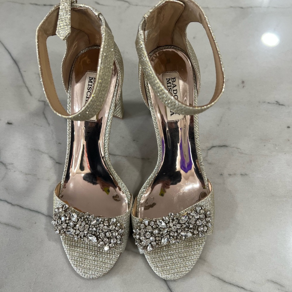 Badgley Mischka Glittering Silver Heels